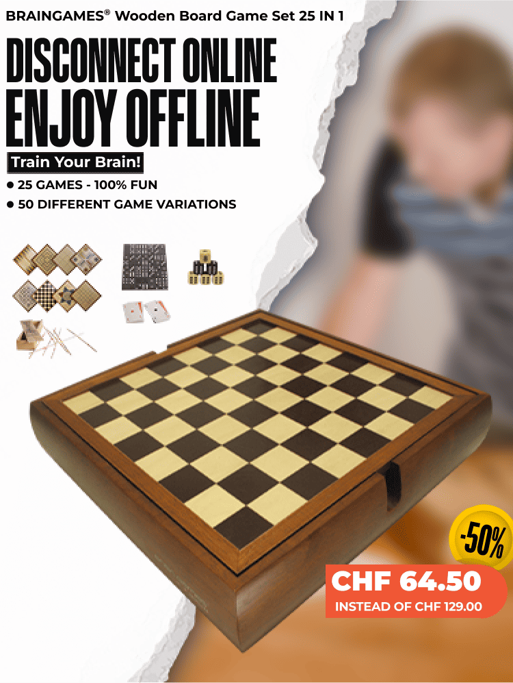 BRAINGAMES® Wooden Board Game Set 25 IN 1