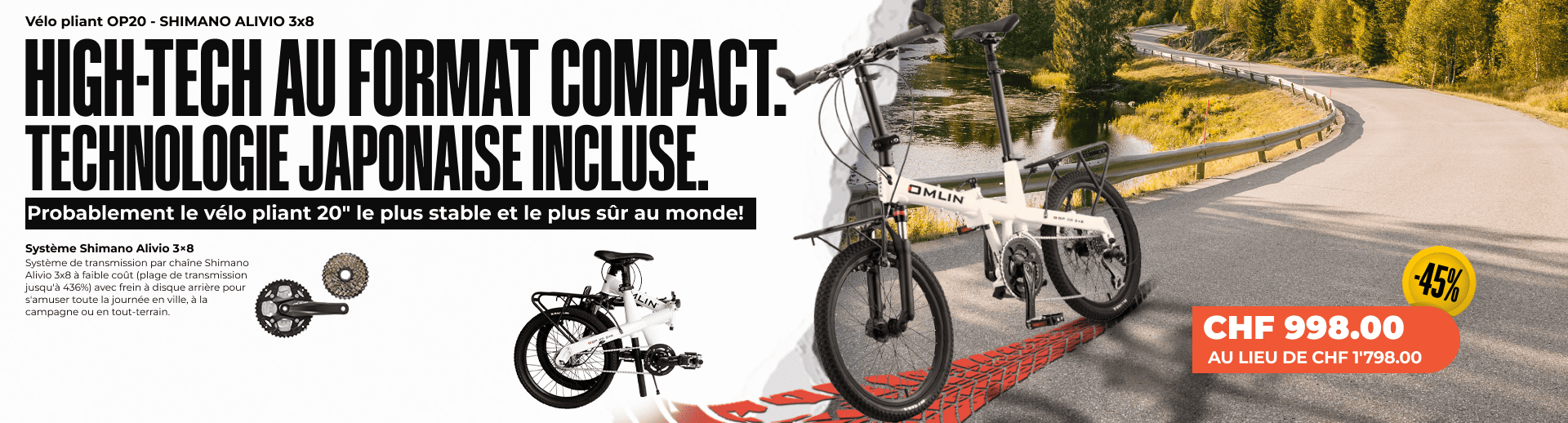 Vélo pliant OP20 - SHIMANO ALIVIO 3x8 Vélo pliant OP20 - SHIMANO ALIVIO 3x8