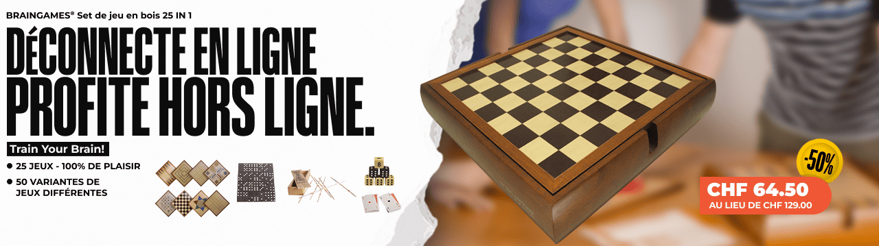 BRAINGAMES® Set de jeu en bois 25 IN 1