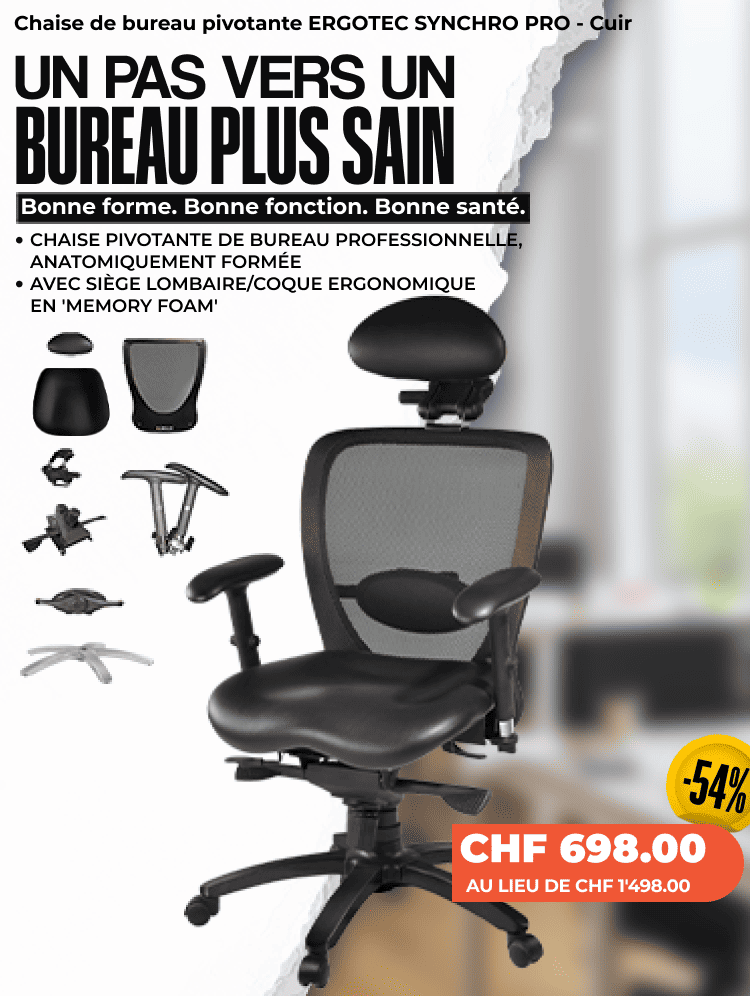 Chaise de bureau pivotante ERGOTEC SYNCHRO PRO - Cuir