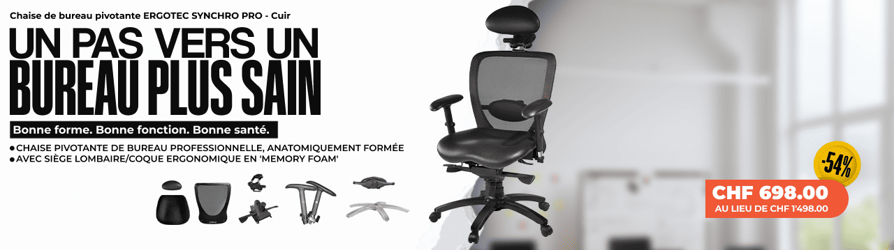 Chaise de bureau pivotante ERGOTEC SYNCHRO PRO - Cuir
