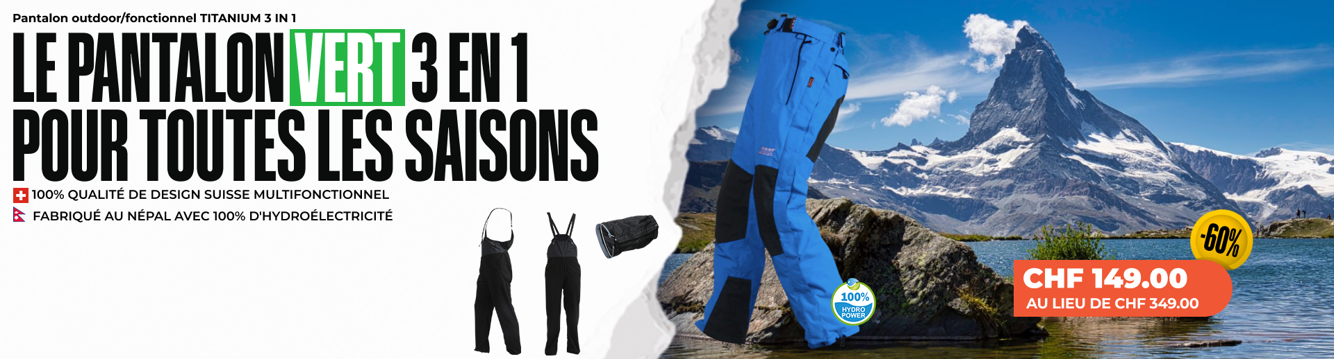 Pantalon outdoor/fonctionnel TITANIUM 3 IN 1 - Homme/Femme