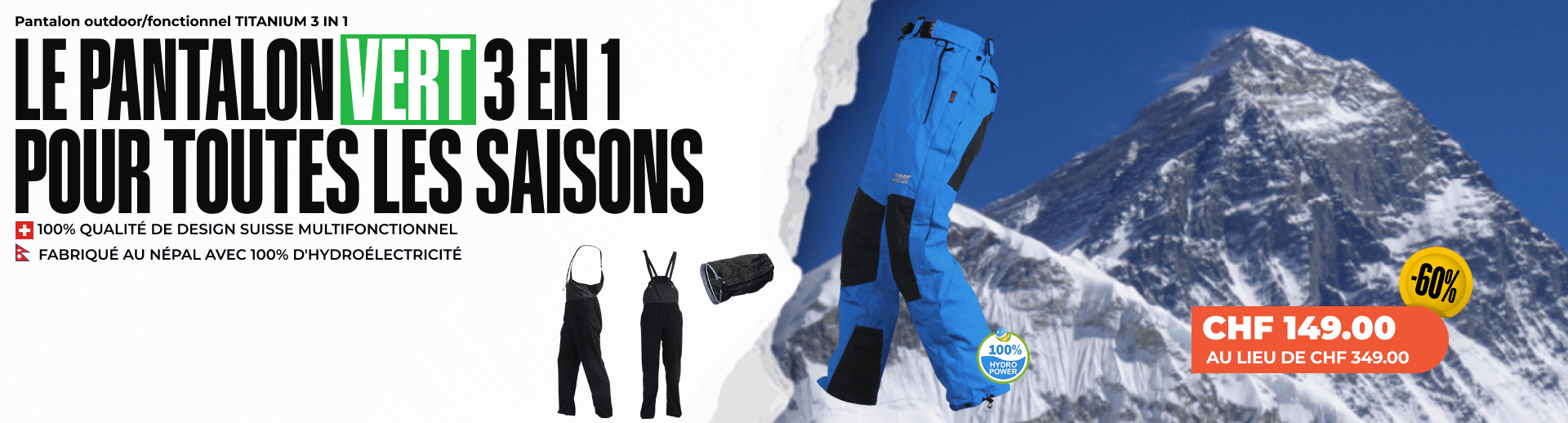 Pantalon outdoor/fonctionnel TITANIUM 3 IN 1 - Homme/Femme Pantalon outdoor/fonctionnel TITANIUM 3 IN 1 - Homme/Femme