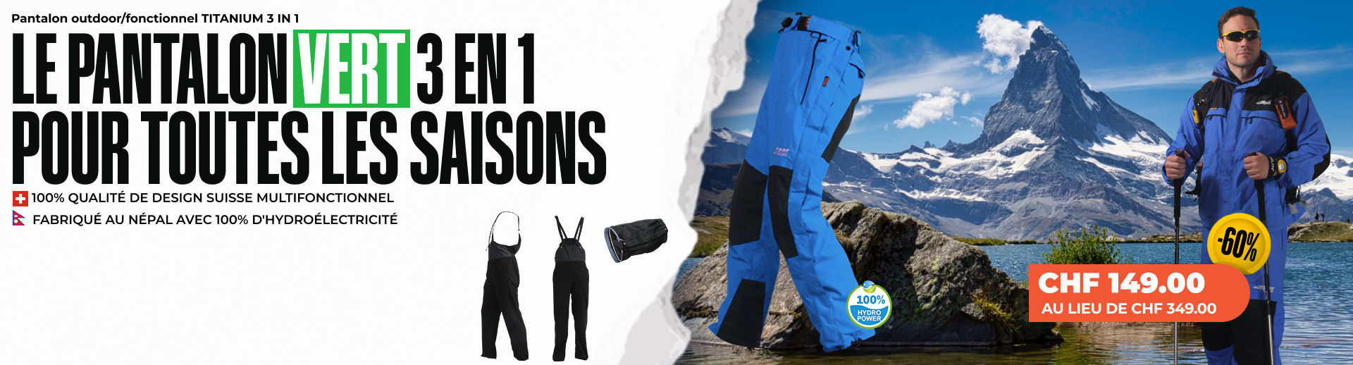 Pantalon outdoor/fonctionnel TITANIUM 3 IN 1 - Homme