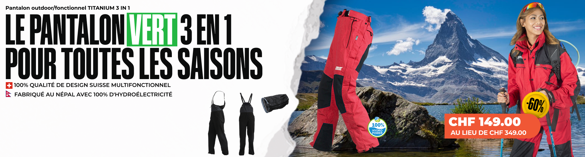Pantalon outdoor/fonctionnel TITANIUM 3 IN 1 - Femme