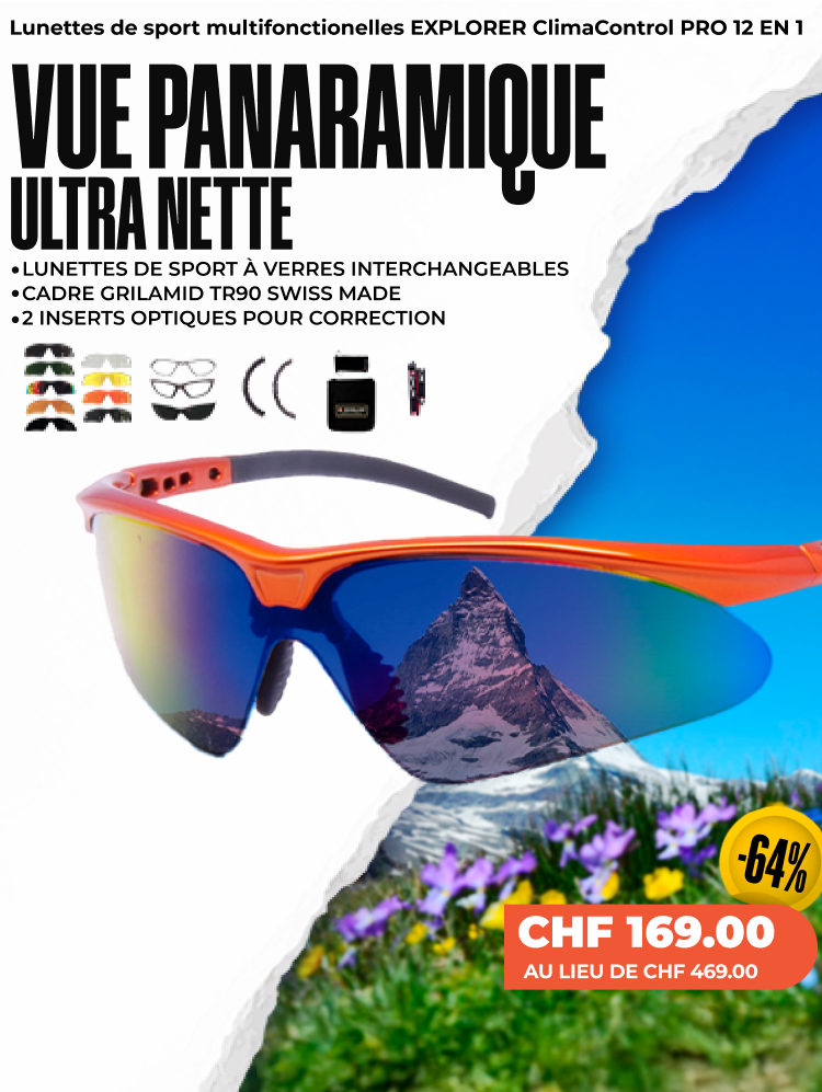 Lunettes de sport multifonctionnelles EXPLORER ClimaControl PRO 12 EN 1 Lunettes de sport multifonctionnelles EXPLORER ClimaControl PRO 12 EN 1