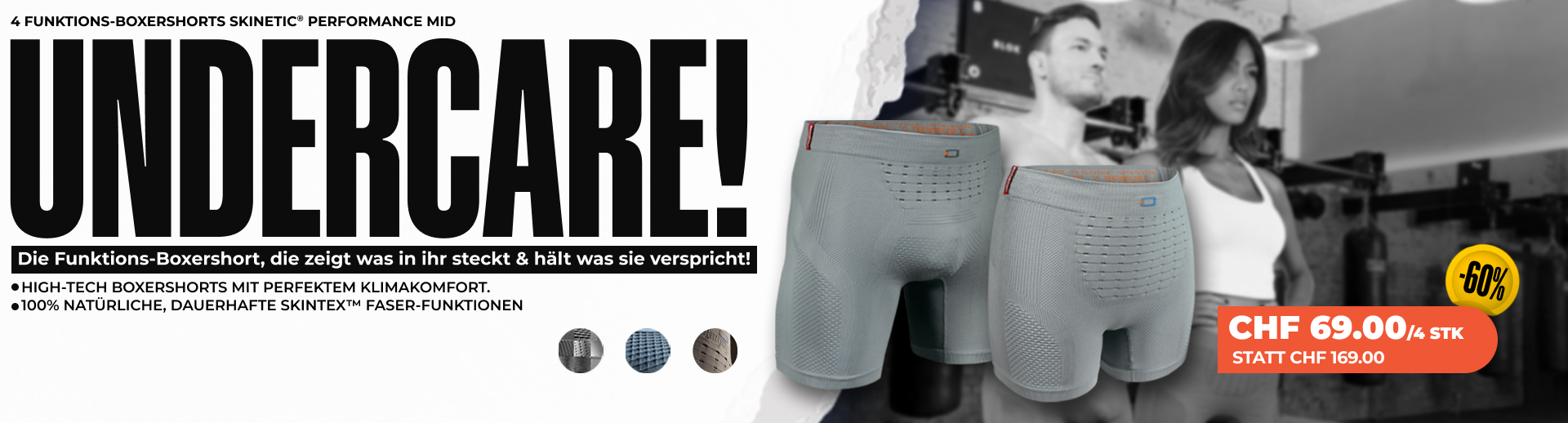 4er Set Funktions-Boxershorts SKINETIC® PERFORMANCE MID - Herren/Damen