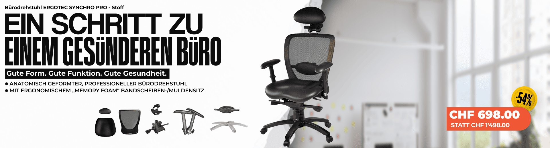 Bürodrehstuhl ERGOTEC SYNCHRO PRO - Leder Bürodrehstuhl ERGOTEC SYNCHRO PRO - Leder