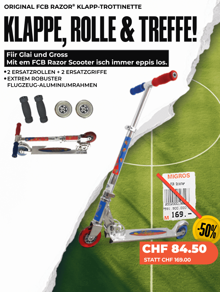 FCB-RAZOR Scooter inkl. 2 Ersatzrollen + 2 Ersatzgriffe