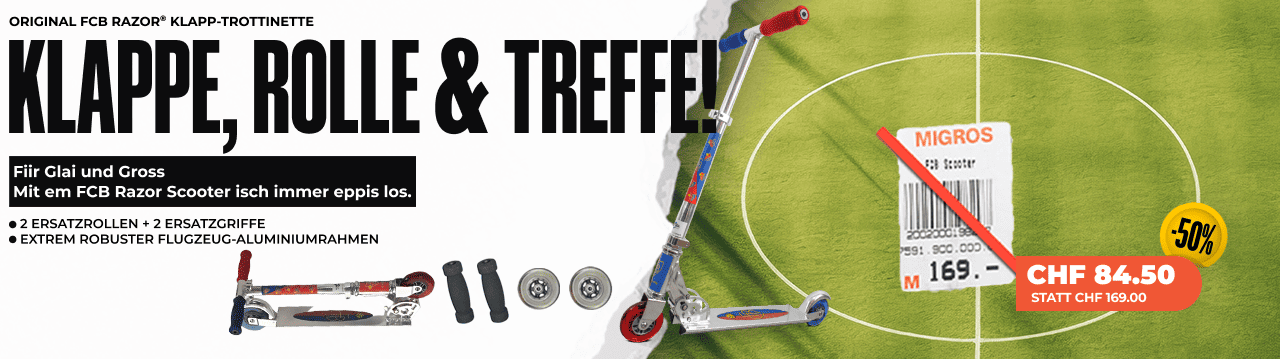FCB-RAZOR Scooter inkl. 2 Ersatzrollen + 2 Ersatzgriffe