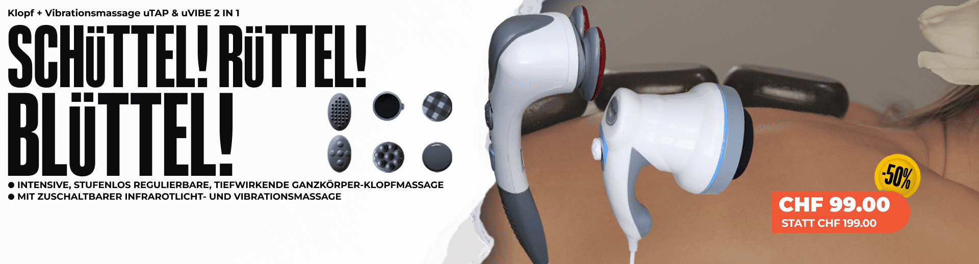 Klopf + Vibrationsmassage uTAP & uVIBE 2 IN 1