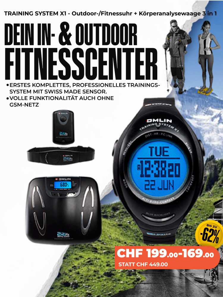 TRAININGSSYSTEM X1 - Outdoor & Fitness Uhr + Körperfitness / Analysewaage 3 in 1 (+ Optional: GPS POD X-TENSION)