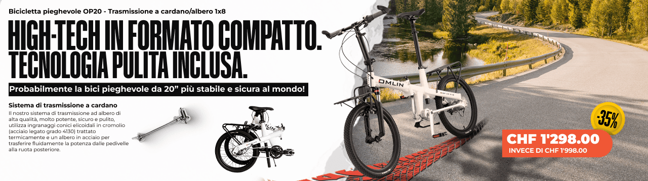 Bicicletta pieghevole OP20 - Trasmissione a cardano/albero 1x8