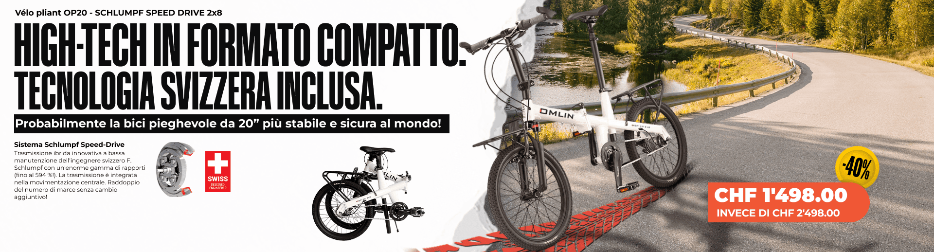 Bici pieghevole OP20 - SCHLUMPF SPEED DRIVE 2x8
