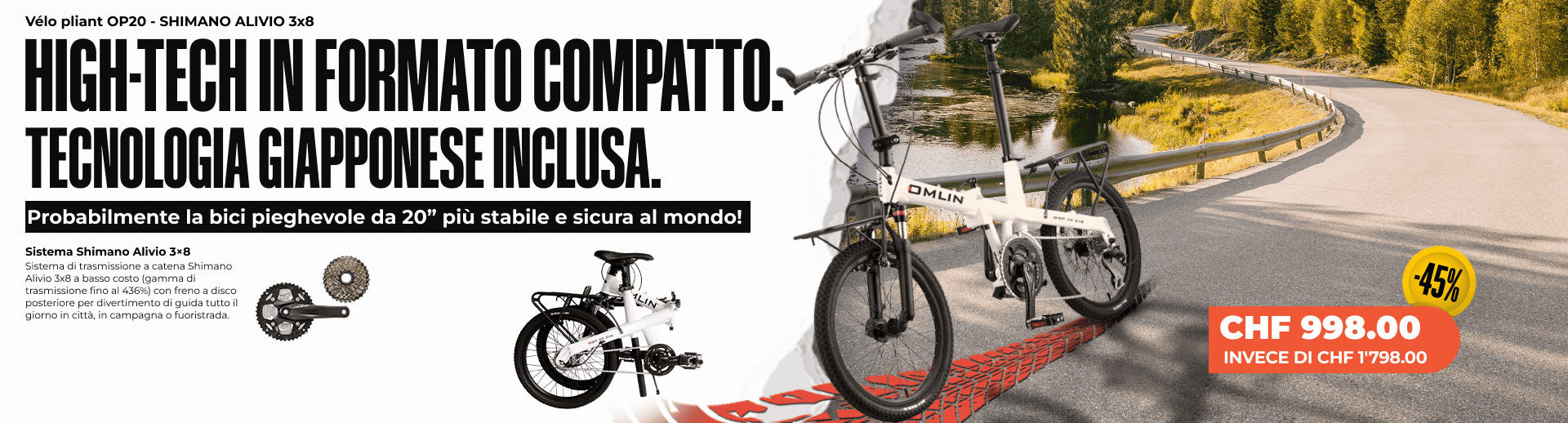 Bici Pieghevole OP20 - SHIMANO ALIVIO 3x8 Bici Pieghevole OP20 - SHIMANO ALIVIO 3x8