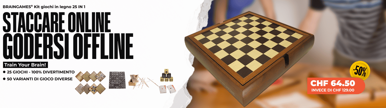 BRAINGAMES® Kit giochi in legno 25 IN 1 BRAINGAMES® Kit giochi in legno 25 IN 1