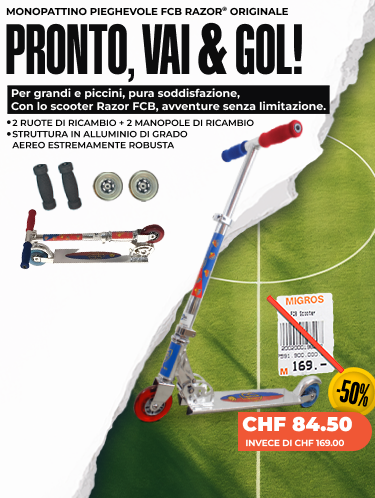 Monopattino FCB-RAZOR incluso 2 ruote di ricambio + 2 Manopole di ricambio