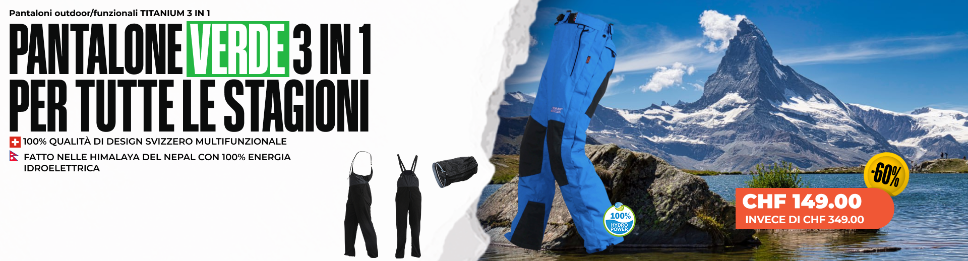 Pantaloni outdoor/funzionali TITANIUM 3 IN 1 - Uomo/Donna