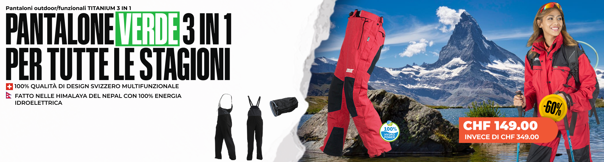 Pantaloni outdoor/funzionali TITANIUM 3 IN 1 - Donna
