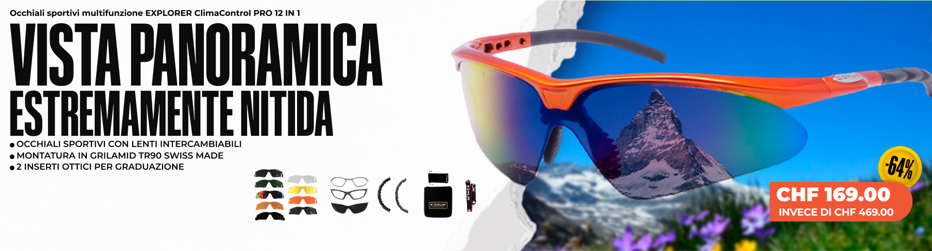 Occhiali sportivi multifunzione EXPLORER ClimaControl PRO 12 IN 1 Occhiali sportivi multifunzione EXPLORER ClimaControl PRO 12 IN 1