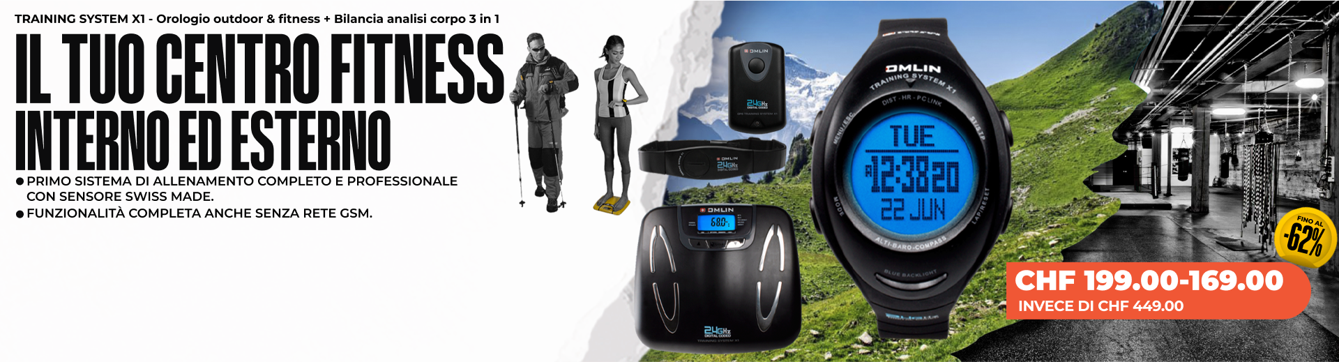 TRAININGSSYSTEM X1 - Orologio outdoor & fitness + Bilancia analisi corpo 3 in 1 (+ Opzionale: GPS POD X-TENSION) TRAININGSSYSTEM X1 - Orologio outdoor & fitness + Bilancia analisi corpo 3 in 1 (+ Opzionale: GPS POD X-TENSION)