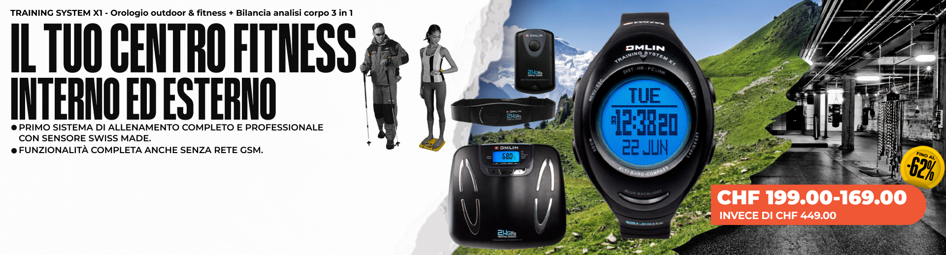 TRAININGSSYSTEM X1 - Orologio outdoor & fitness + Bilancia analisi corpo 3 in 1 (+ Opzionale: GPS POD X-TENSION)